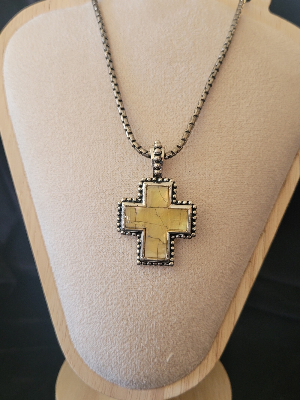 Yellow Cross Pendant Necklace - Women's Silver-Tone Chain